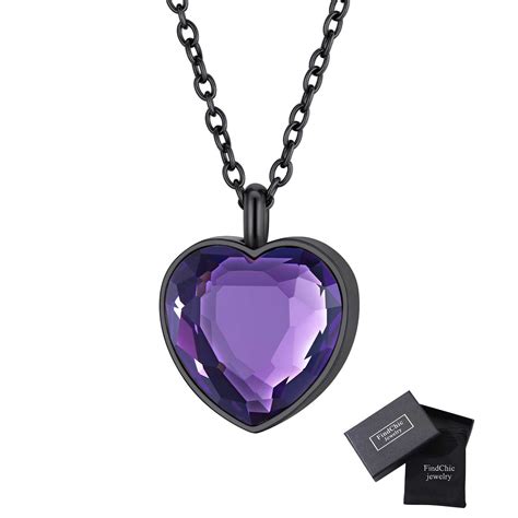 FindChic Heart Urn Necklace For Ashes Jun Birthstones Cremation