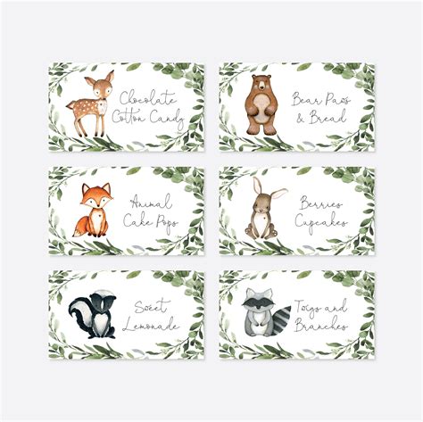 Woodland Baby Shower Food Labels Woodland Food Labels Etsy