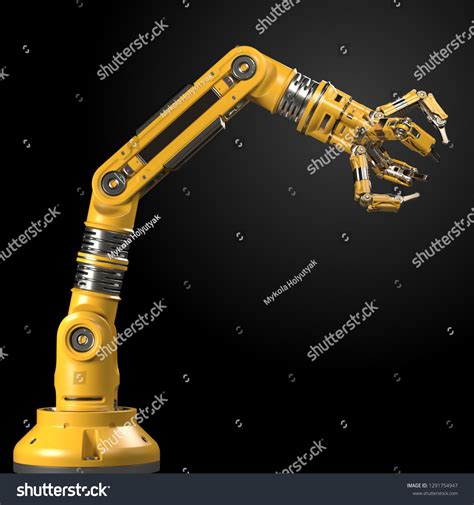 Robotic Arm Yellow Mechanical Hand Industrial Stock Illustration