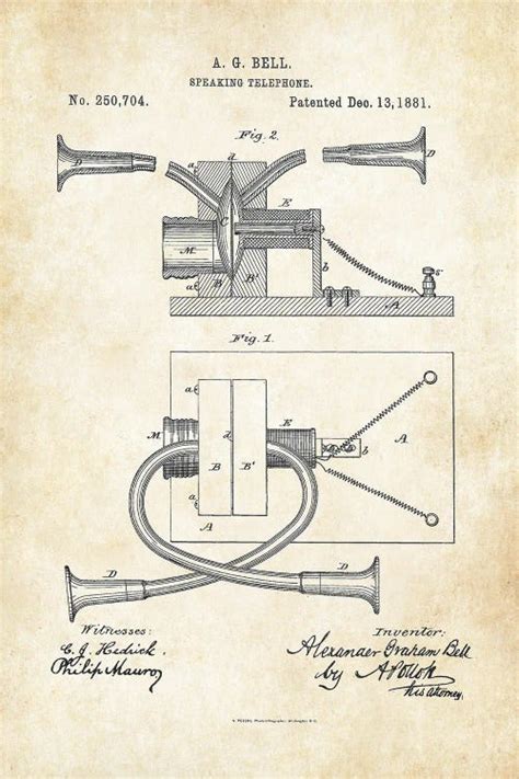 Alexander Graham Bell Phone Canvas Wall Art by Patent77 | iCanvas