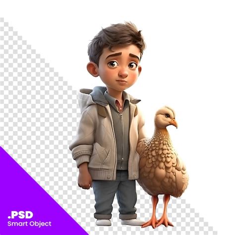 Renderizaci N Digital D De Un Ni O Lindo Con Un Pato Aislado En Una