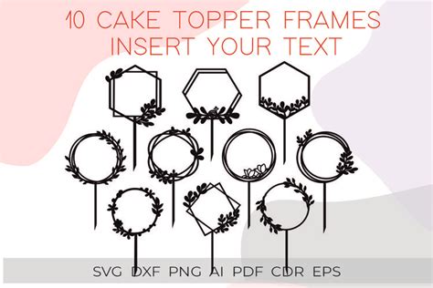 Cake Topper Frame Svg Wreath Frame Svg Leaf