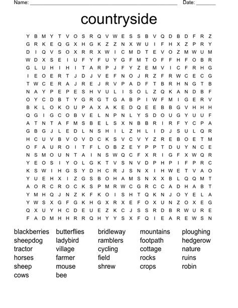 Countryside Word Search Wordmint