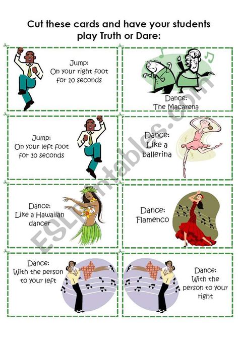 Truth Or Dare Dare Cards 3 Esl Worksheet By Ichacantero