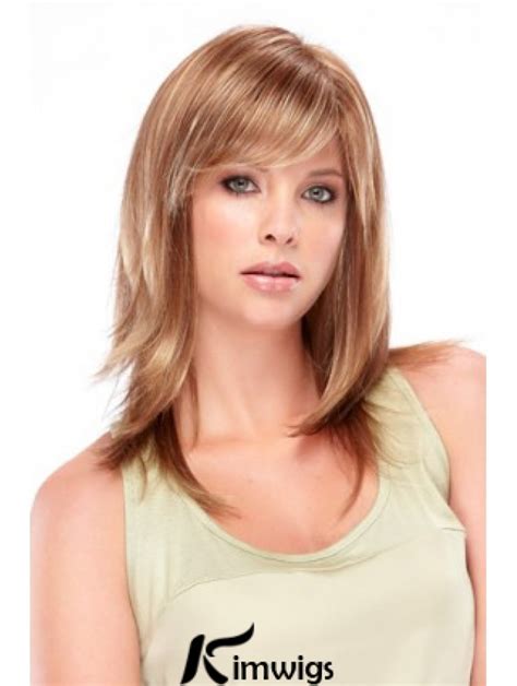 Wavy Layered Shoulder Length Blonde Flexibility Lace Front Wigs