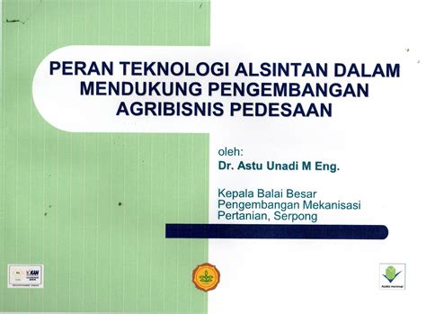 Peran Teknologi Alsintan Dalam Mendukung Pengembangan Agribisnis Pedesaan