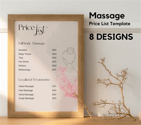 Massage Price List Templates Printable Pricing Guide Etsy