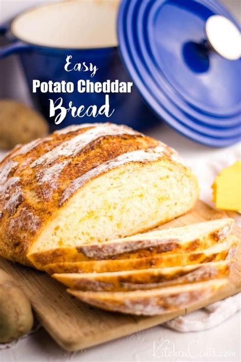 Easy Cheesy Potato Bread Cheddar Potatoes No Knead Bread Cheddar Bread Recipe