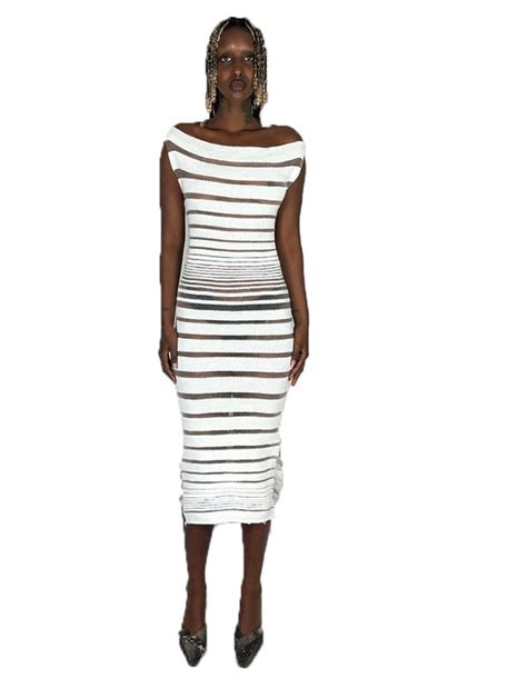 George Trochopoulos Nude Stripe Dress 400 Shop Every Maya Jama