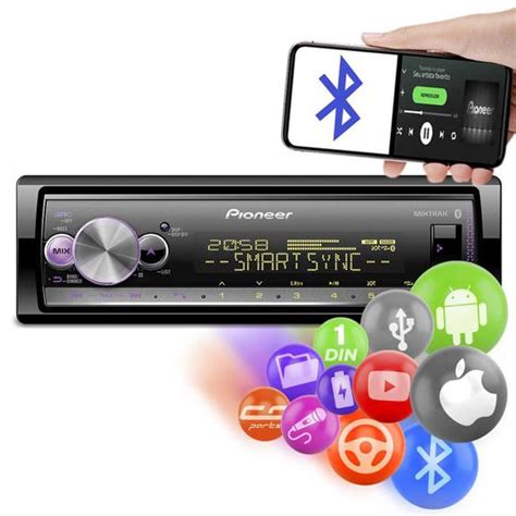 R Dio Automotivo Pioneer Mvh X Br Som Bluetooth Mp Player Din