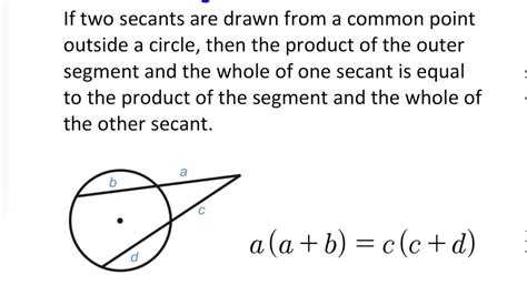 Two Secants Segments Theorem Youtube