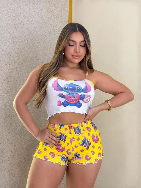 PIJAMA BLOGUERINHA SLIM D AMARELO ROSCA Império Lingerie