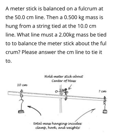 Solved A Meter Stick Is Balanced On A Fulcrum At The Cm Chegg