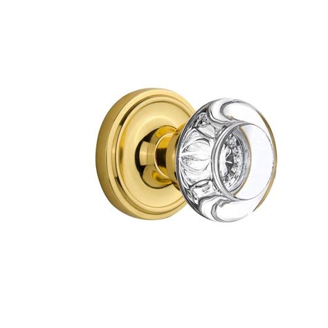 Nostalgic Warehouse Classic Rosette 2 3 8 In Backset Polished Brass Privacy Round Clear Crystal