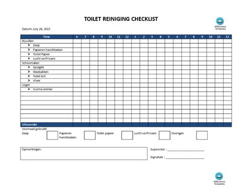 Kostenloses Toiletreiniging Controlelijst Model