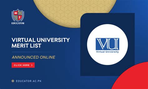 Virtual University Merit List 2024 BS And MS Educator Ac Pk