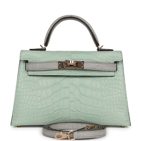 Hermes Special Order HSS Kelly Sellier 20 Vert D Eau And Gris Perle