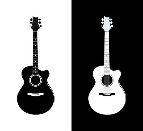 Guitarra Ac Stica En Blanco Y Negro Vector Premium