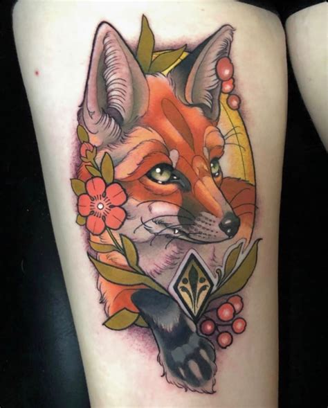 Neotraditional Fox Tattoo Fox Tattoo Fox Tattoo Design Traditional