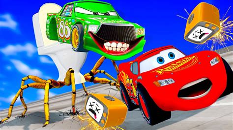 Lightning Mcqueen And Mater Vs Skibidi Toilet Chick Hicks Monster Pixar