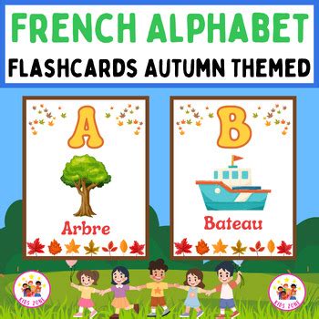 French Letters Numbers Colors Shapes Autumn Themed Flashcards Bundle