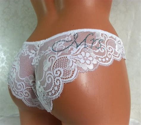 Bridal Panties Ivory Lace Tanga W Something Blue Personalized Bridal Panties Size S Xl