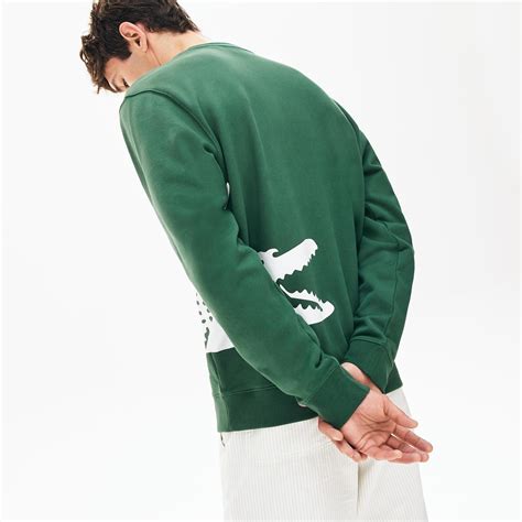 Lacoste Mens Loose Hoodie With Pattern Crocodile With Round Neckline