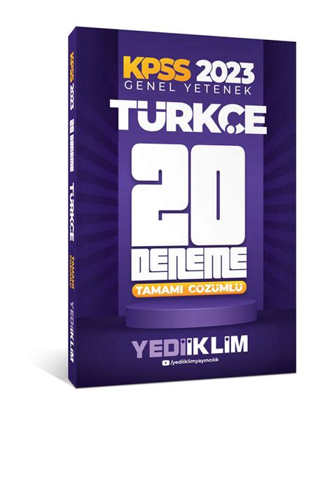 Yediiklim Yayınları 2023 KPSS Genel Yetenek Türkçe Tamamı Çözümlü 20 Deneme