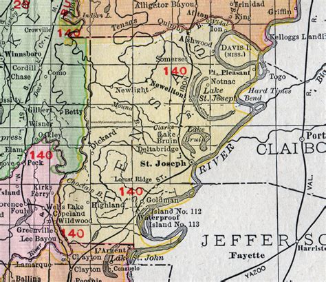 Tensas Parish Louisiana 1911 Map Rand McNally St Joseph