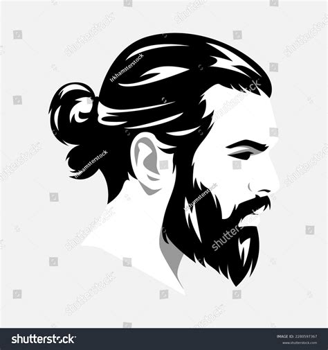 Monochrome Portrait Handsome Man Face Side Stock Vector (Royalty Free ...