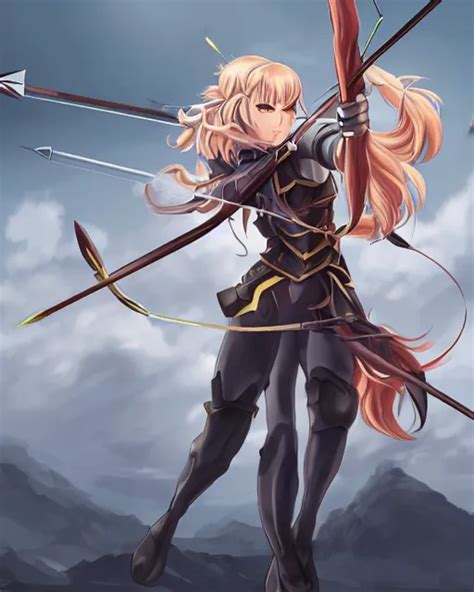 Anime Girl With A Bow And Arrow Female Archer Angry Stable Diffusion