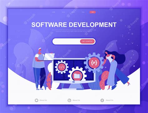 Premium Vector Software Development Flat Concept Landing Page Web