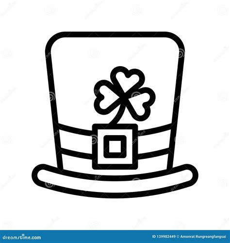 Saint Patrick`s Hat Vector Feast Of Saint Patrick Line Icon Stock