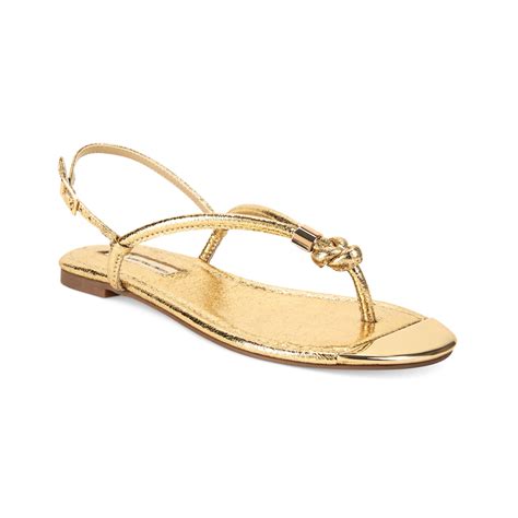 Inc International Concepts Womens Moirah Flat Thong Sandals In Gold Paris Gold Lyst