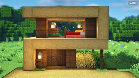 ⚒️ Minecraft How To Build A Small Survival Wooden Modern House 마인크래프트 건축 작은 야생 나무 모던하우스 만들기