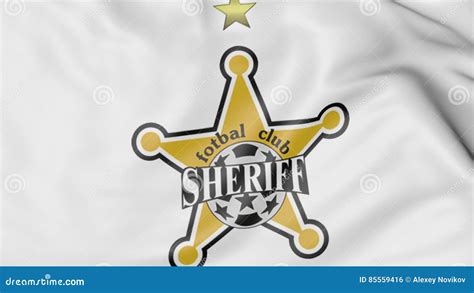 Close Up Of Waving Flag With FC Sheriff Tiraspol Football Club Logo 3D