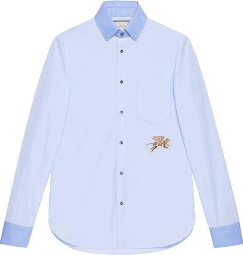 Gucci Tiger Fil Coupé Cotton Shirt Mens Shirts Cotton Shirt Shirt