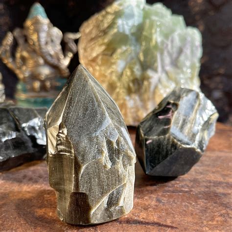 Golden Sheen Obsidian Natural Sided Generator For Shadow Work Sage