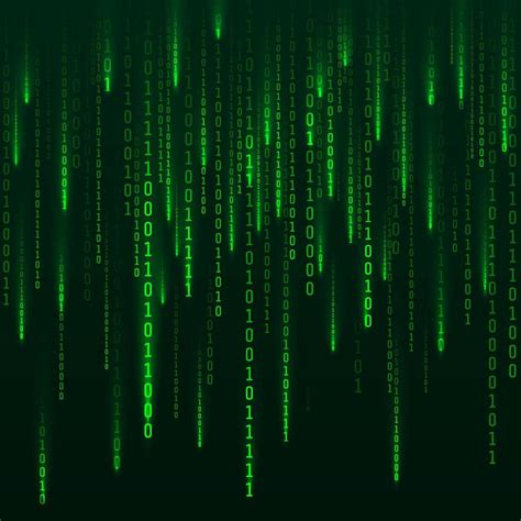 Sci Fi Background Binary Computer Code Green Digital Numbers Matrix