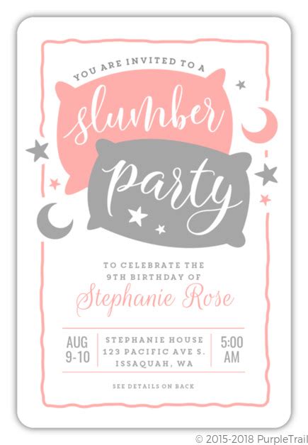 Fun Pillow Decor Slumber Party Invitation Slumber Party Invitations