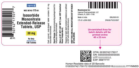 Isosorbide Mononitrate Ingenus Pharmaceuticals Llc Fda Package Insert