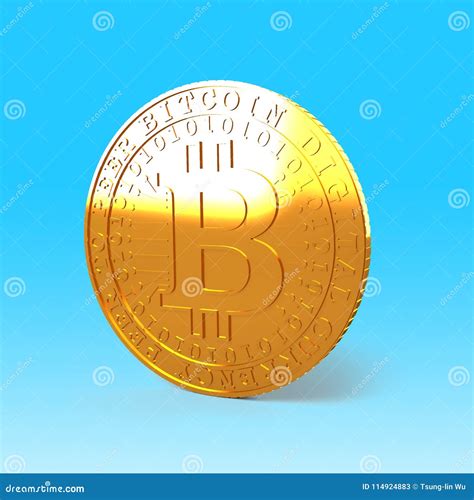 Golden Bitcoin Cryptocurrency Concept 3d Illustration Stock