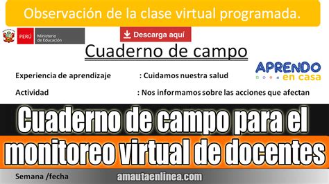 Cuaderno De Campo Para El Monitoreo Virtual De Docentes Aprendo En