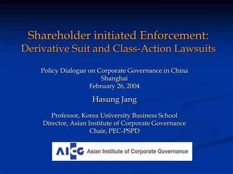 Ppt Shareholder Initiated Enforcement Derivative Suit And Class