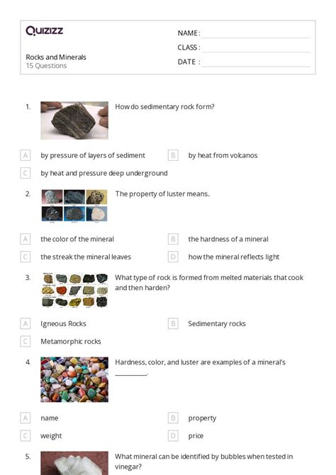 50 Minerals And Rocks Worksheets For 3rd Grade On Quizizz Free And Printable