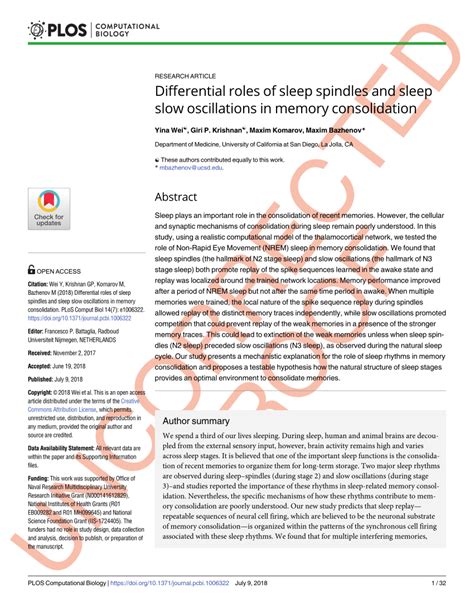 (PDF) Differential roles of sleep spindles and sleep slow oscillations ...