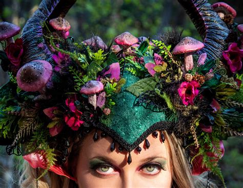 Taurus Mushroom Headdress Woodland Headpiece Horned Headdress Forest