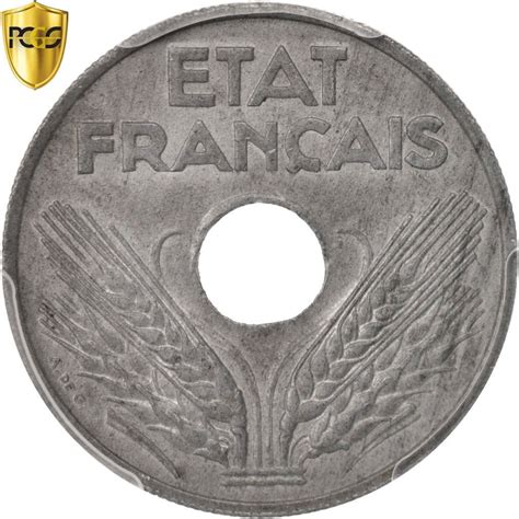 1944 No Mink Mark État français 20 Centimes PCGS MS62 at Amazon s