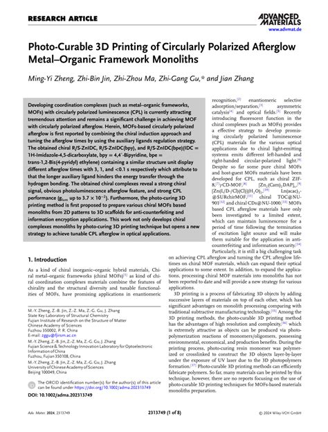 PhotoCurable 3D Printing Of Circularly Polarized Afterglow Metal