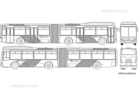 Articulated bus DWG, free CAD Blocks download